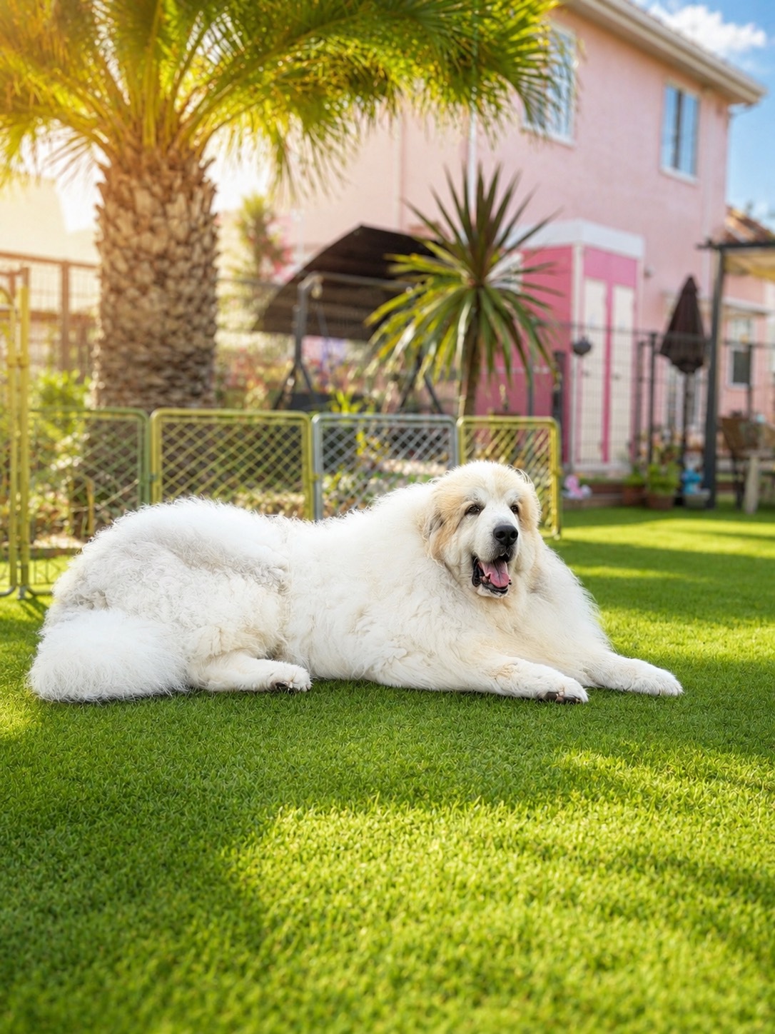 稲空 DogCafeのドッグランでくつろぐ看板犬